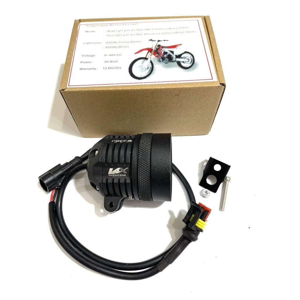 ĐÈN TRỢ SÁNG L4X CHÍP CREE CHÍNH HÃNG -CHỐNG NƯỚC BẢO HÀNH 12 THÁNG TẶNG KÈM CÔNG TẮC,PHỤ KIỆN VÀ LEN VÀNG PHÁ SƯƠNG,...