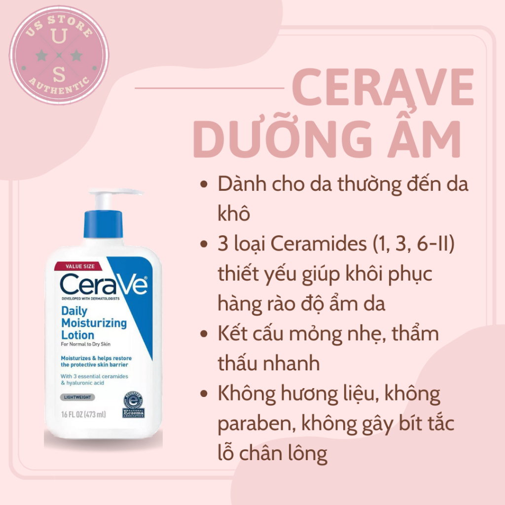 Kem dưỡng ẩm cho mặt và body Cerave Daily Moisturising Lotion cho da thường và da khô 473ml