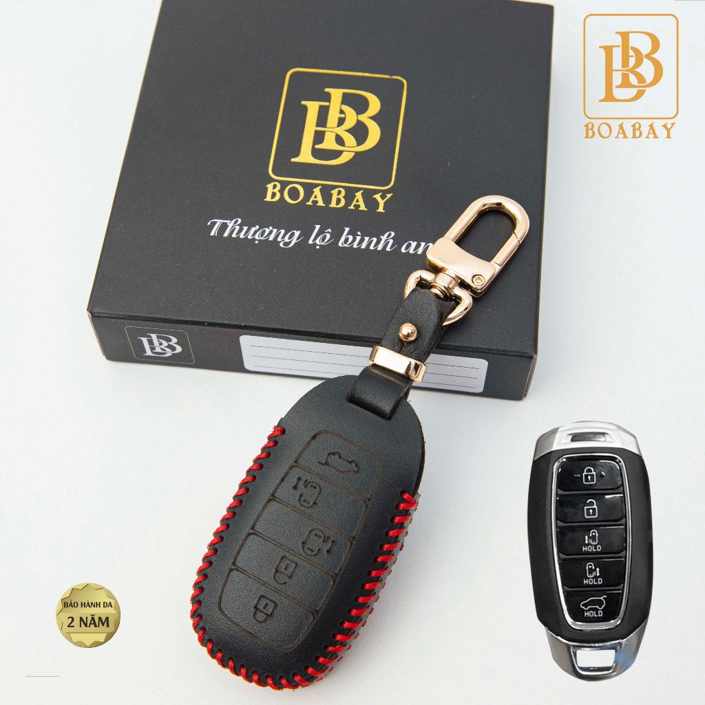 Bao da chìa khóa ô tô xe hơi BB hyundai custin 2023 chìa thông minh 5 nút da thật chống xước chính hãng khắc tên số đt