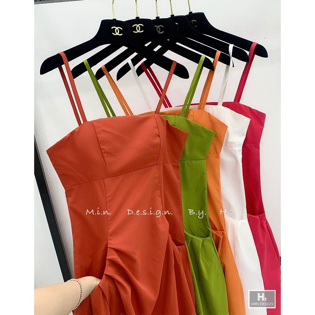 Váy đầm 2 dây maxi túi sườn nhiều màu