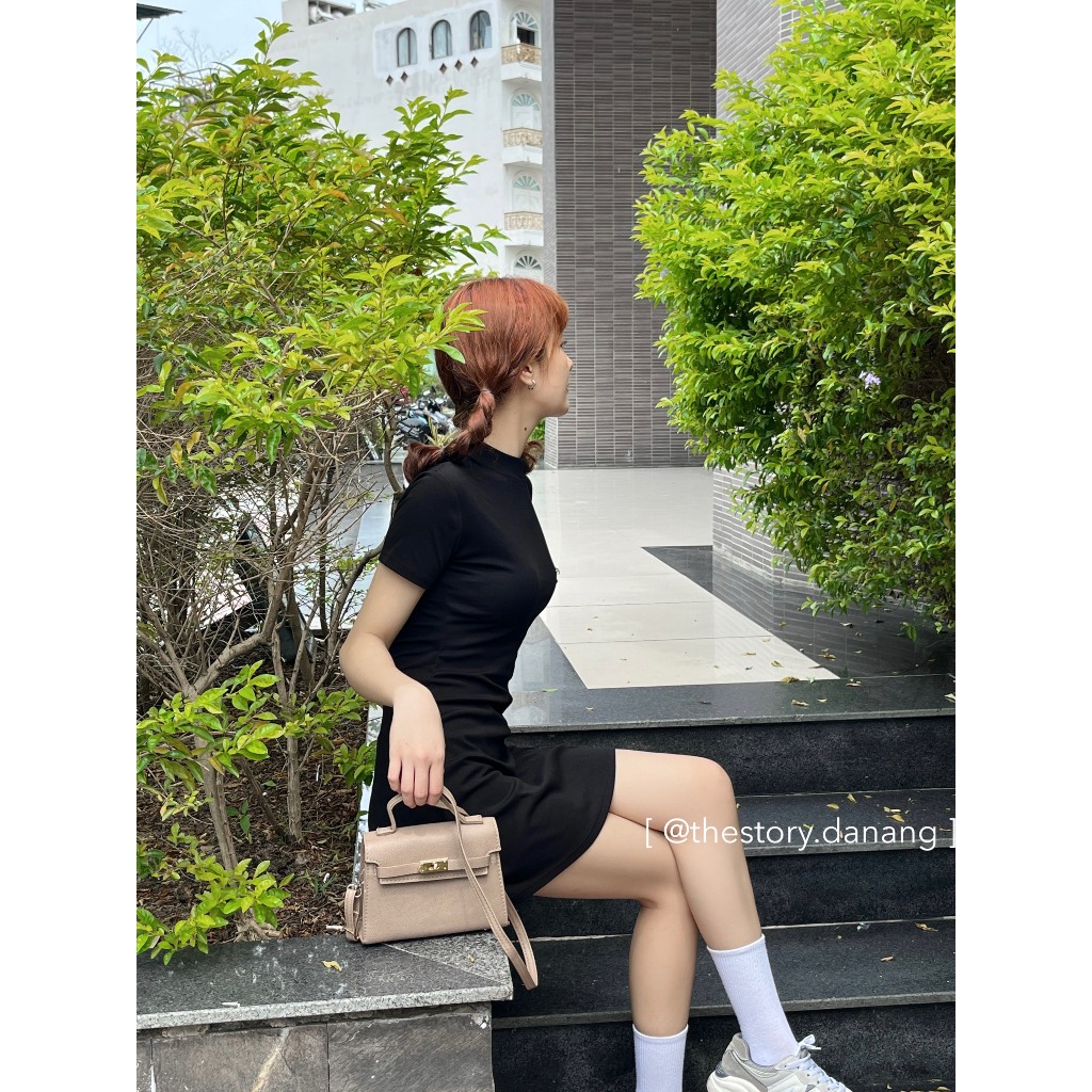 Đầm bady đen có logo  D1141