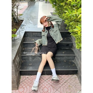 Đầm bady đen có logo [STORY] D1141 (ảnh thật)