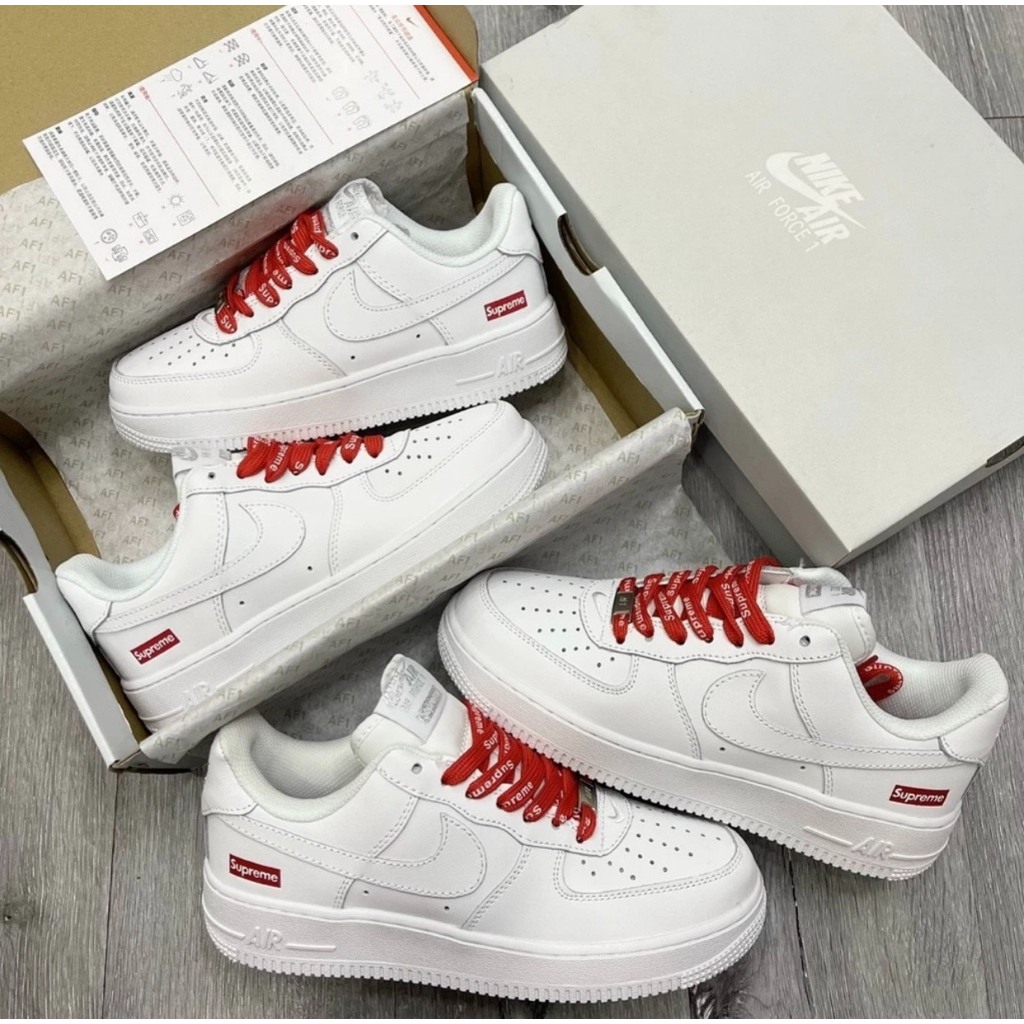 Giày _Nike Air Force 1 Supreme full size 36>44, giày Af1 trắng đỏ bản trung full pk