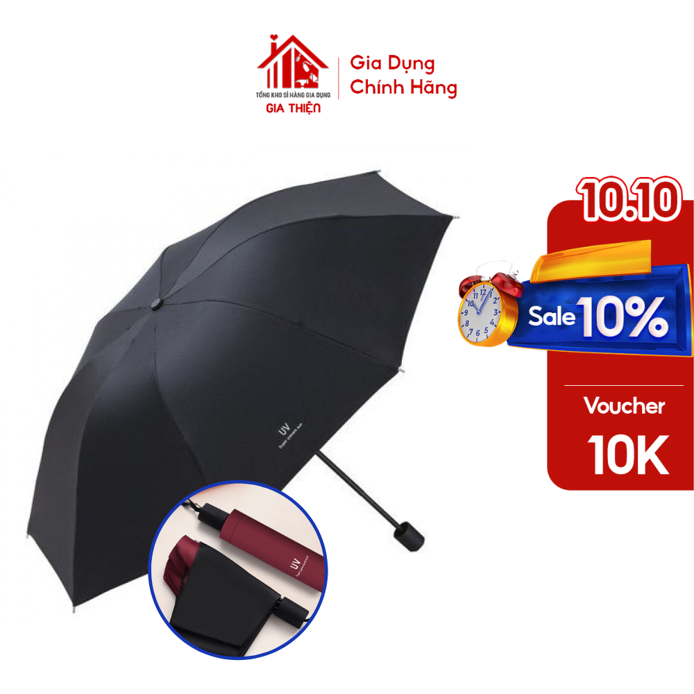 Ô Dù NOVSET Ô Che Mưa Gấp Gọn Họa Tiết Trơn Chống Tia UV Bảo Vệ Da