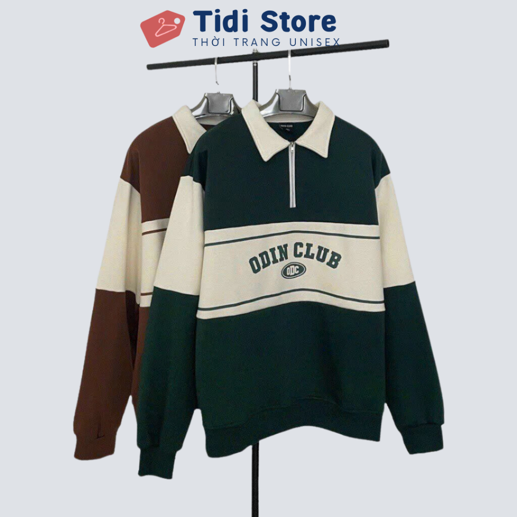 Áo sweater polo có cổ nam nữ vải nỉ bông khóa kéo dày dặn kiểu dáng trẻ trung hot trend SW25