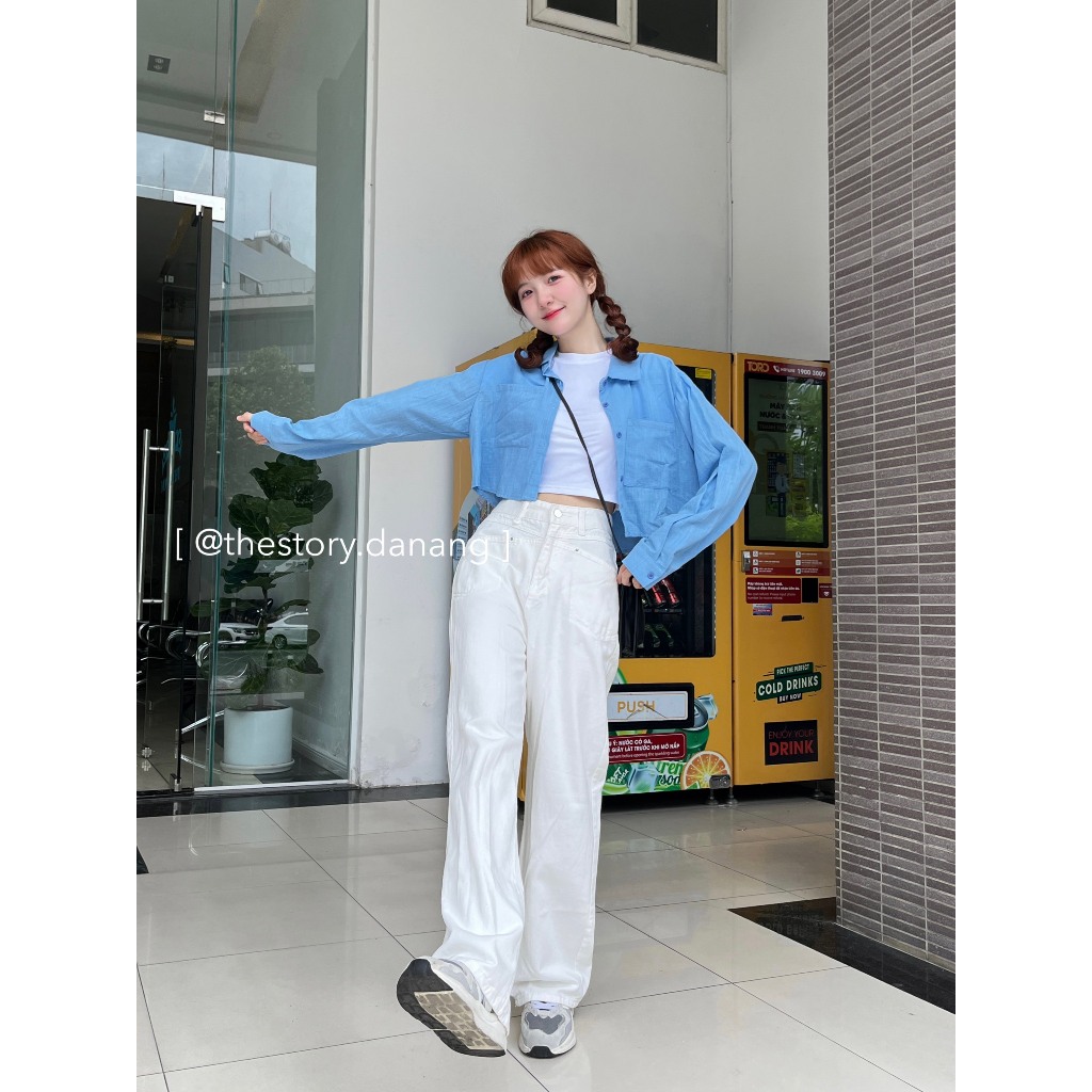 Áo sơ mi tay dài croptop  A2882