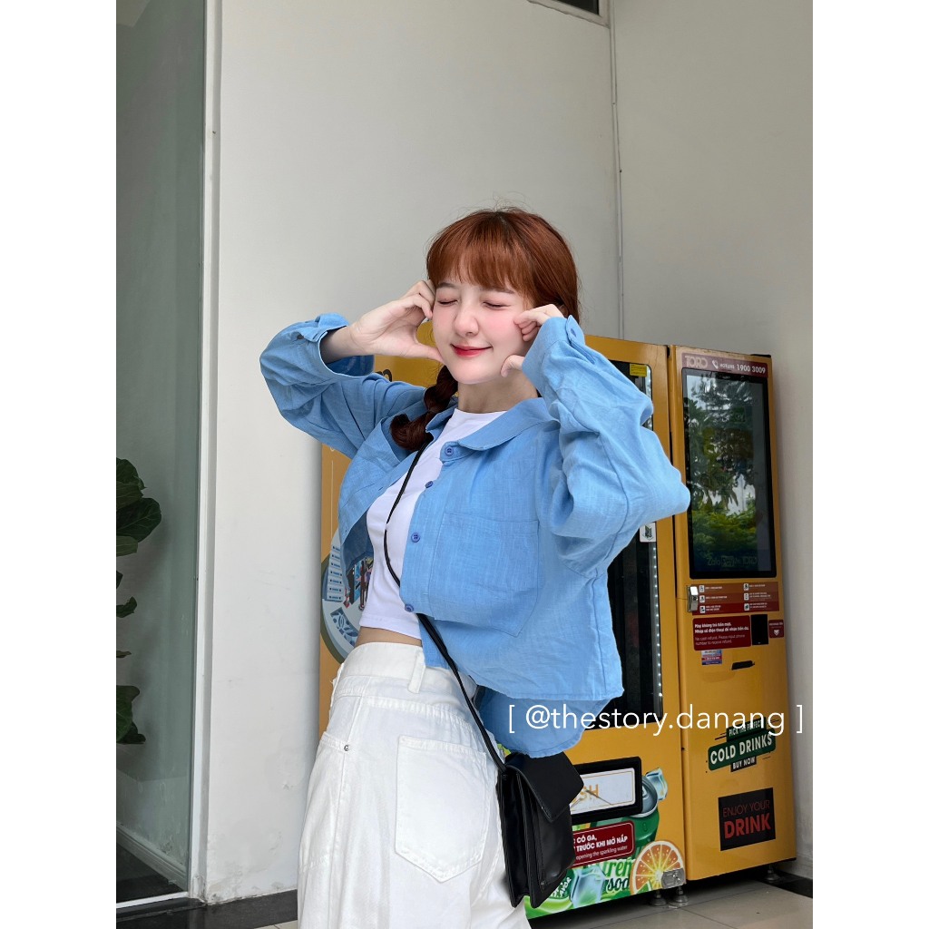 Áo sơ mi tay dài croptop  A2882