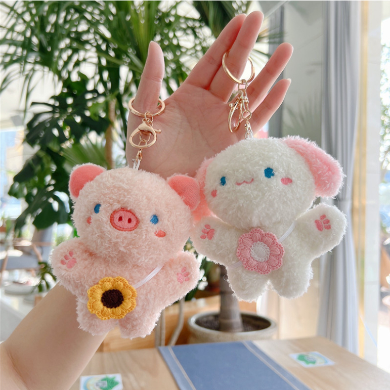 Móc khoá gấu bông hình heo thỏ mập trang trí balo, túi xách cực cute nổi bật, móc treo quà tặng bạn bè dễ thương ý nghĩa