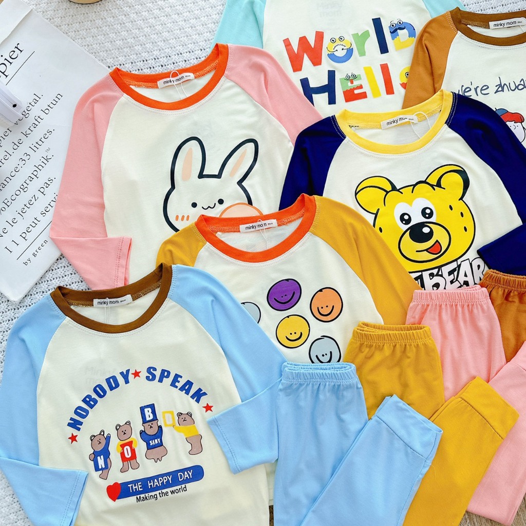 Đồ Bộ Thu Đông Dài Tay Cho Bé Trai, Bé Gái Vải Cotton 4C Dư Xịn In Hình Ngộ Nghĩnh, Bộ Quần Áo Cho Bé Mặc Nhà Maru Store