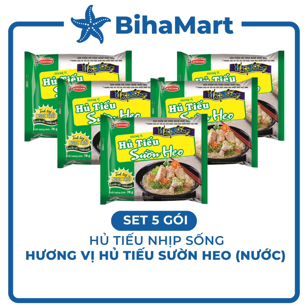 [SET 5 GÓI] - ACECOOK - Hủ tiếu Nhịp Sống hương vị Hủ tiếu sườn heo (70g/ gói) - Hủ tiếu nhịp sống sườn heo