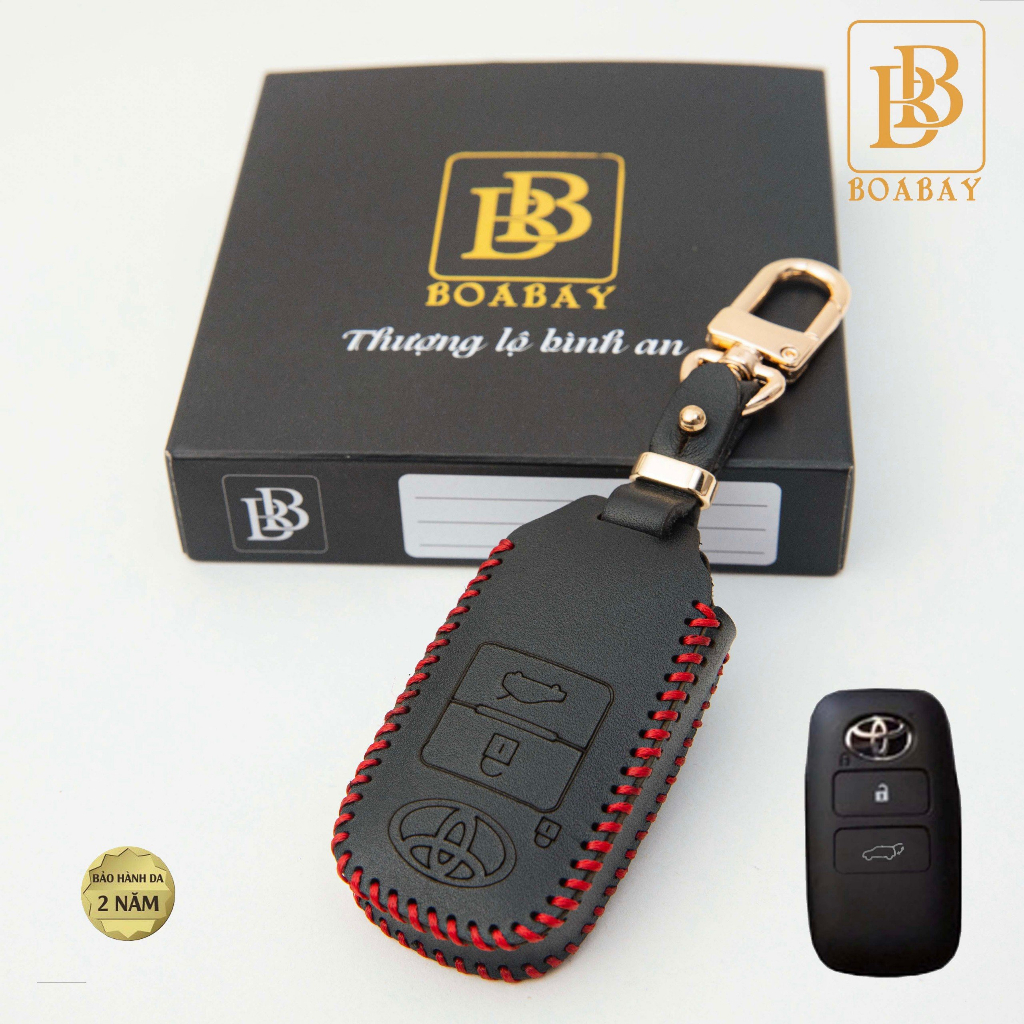 Bao da chìa khóa xe ôtô BB toyota yaris cross hev 2023 bọc chìa khóa smartkey da thật chính hãng OTOBOX khắc tên sđt