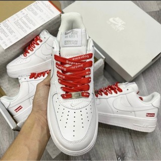 Giày sneaker _nike air force 1 trắng superme,giày sneaker,giày af1 trắng dây đỏ superme bản chuẩn s.c full box bill