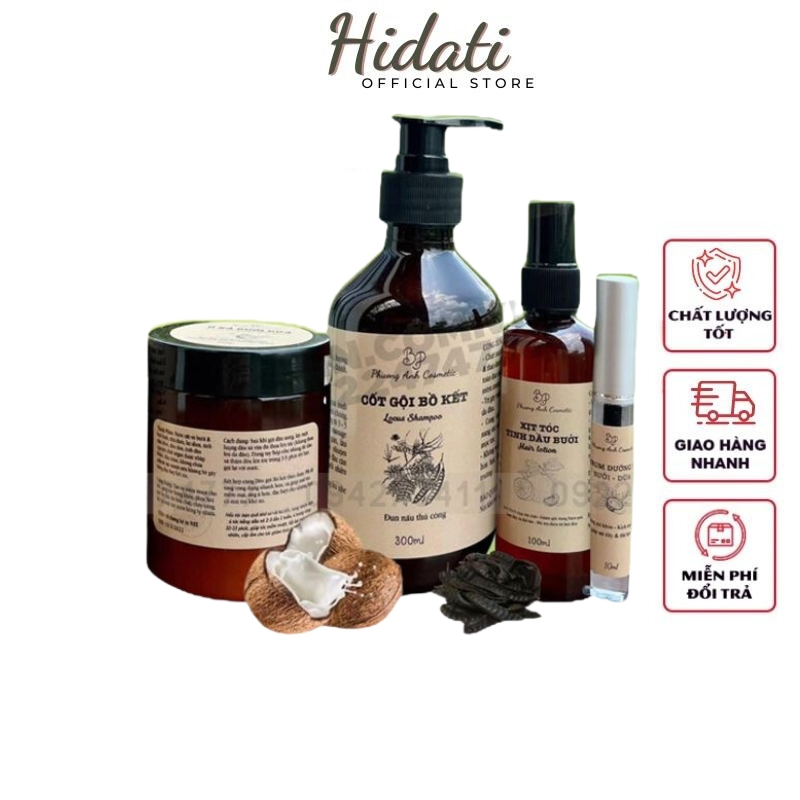 Dầu gội thảo dược cốt bồ kết kèm dầu xả dược liệu hỗ trợ mọc tóc giảm rụng tóc Tặng Xịt Tinh Dầu Bưởi Và Dưỡng Mi