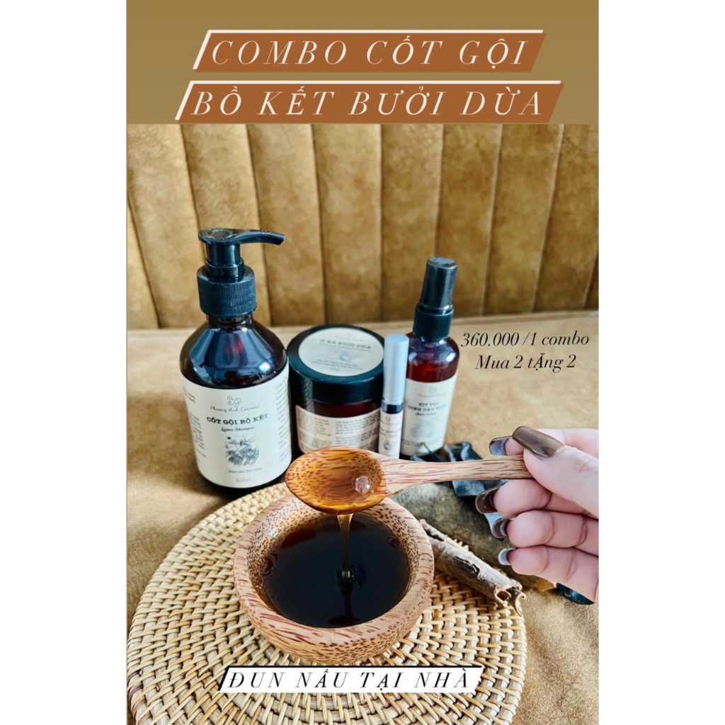 Dầu gội thảo dược cốt bồ kết kèm dầu xả dược liệu hỗ trợ mọc tóc giảm rụng tóc Tặng Xịt Tinh Dầu Bưởi Và Dưỡng Mi