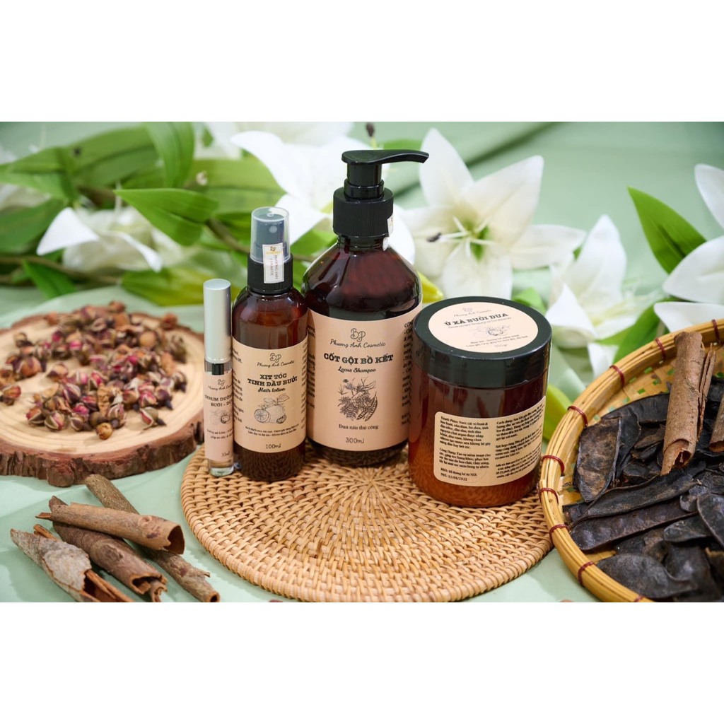 Dầu gội thảo dược cốt bồ kết kèm dầu xả dược liệu hỗ trợ mọc tóc giảm rụng tóc Tặng Xịt Tinh Dầu Bưởi Và Dưỡng Mi