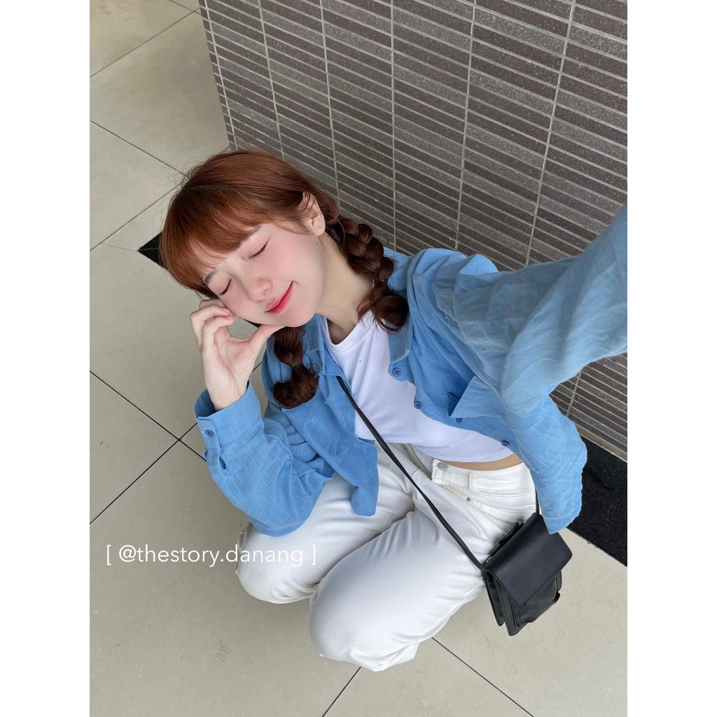 Áo sơ mi tay dài croptop  A2882