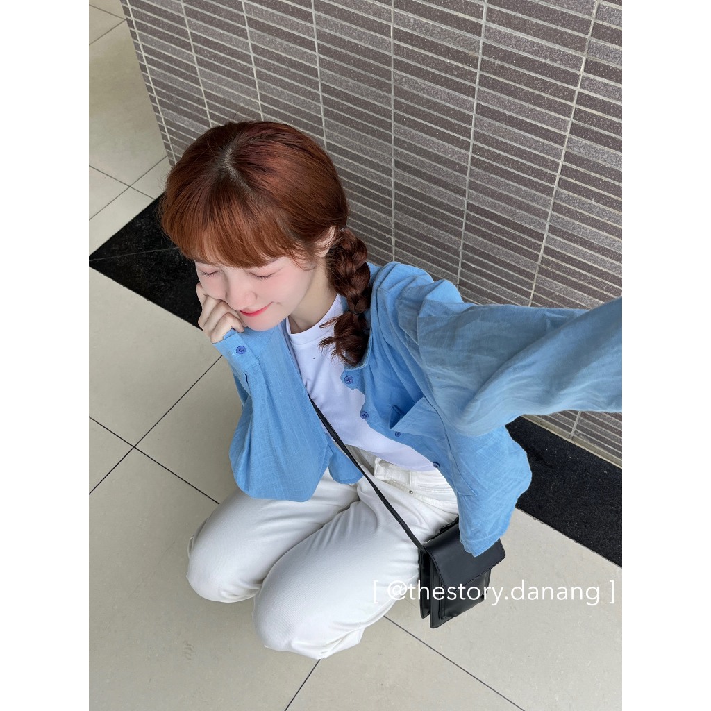 Áo sơ mi tay dài croptop  A2882