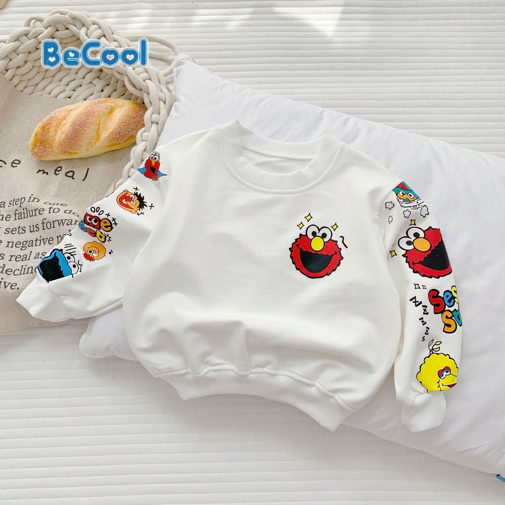 Áo Phông Dài Tay Monster Chất Nỉ Da Cá Cao Cấp BeCool, Áo Thu Đông Cho Bé Từ 9-27kg