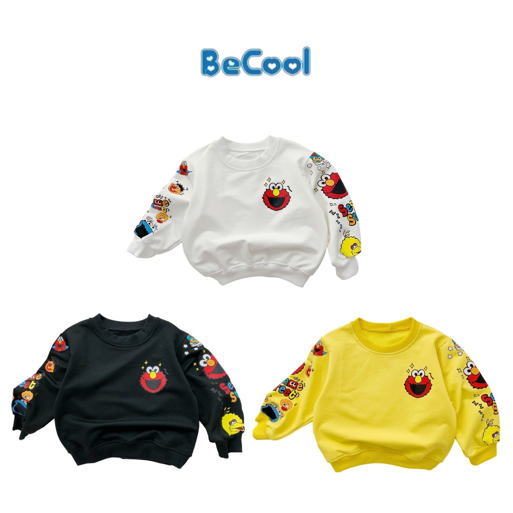 Áo Phông Dài Tay Monster Chất Nỉ Da Cá Cao Cấp BeCool, Áo Thu Đông Cho Bé Từ 9-27kg