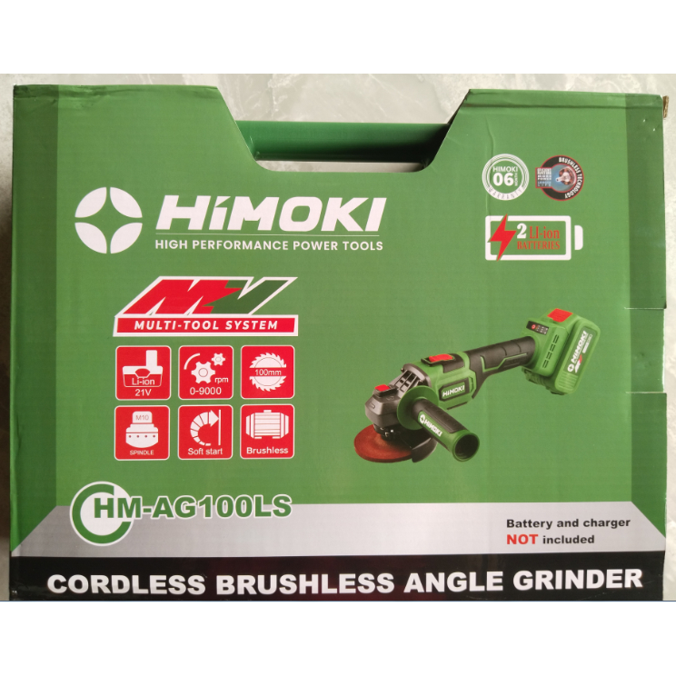 Máy mài pin Himoki HM-AG100LS Không chổi than - Máy cắt cầm tay chạy pin motor ruột đồng 100%