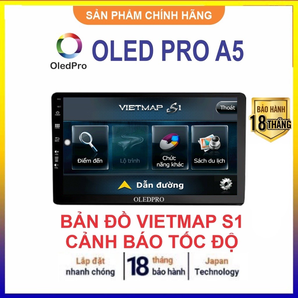 Tặng VIETMAP S2- Màn hình android cho ô tô OLEDPRO A5 - P450 Ram 2G 32G 8 nhân chia đôi màn hình - 1 đổi 1 trong 1 năm