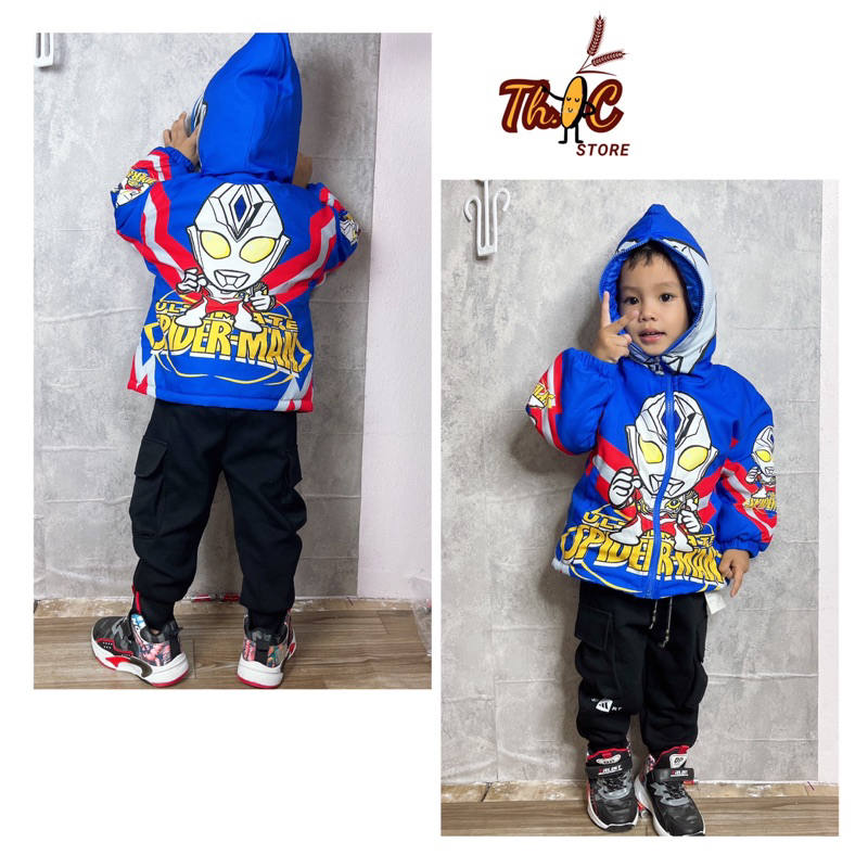 Áo Khoác Phao Gió Bé Trai Siêu Nhân Nhện Dáng Suông SPIDERMAN Cực Ngầu, Siêu Đẹp Quảng Châu Cao Cấp