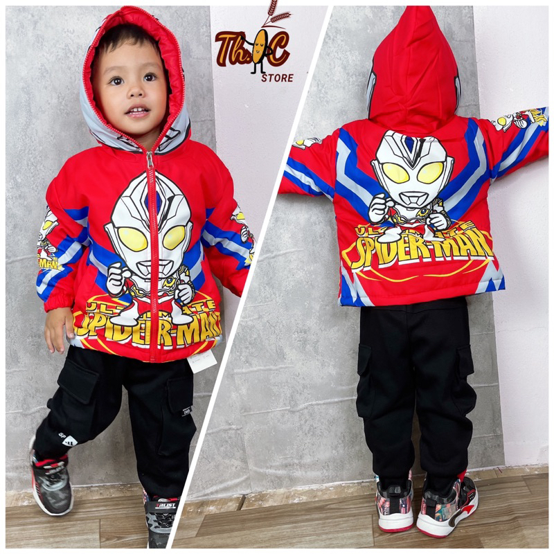 Áo Khoác Phao Gió Bé Trai Siêu Nhân Nhện Dáng Suông SPIDERMAN Cực Ngầu, Siêu Đẹp Quảng Châu Cao Cấp