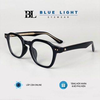 Gọng Kính Cận Nam Nữ Cao Cấp BLUE LIGHT Nhựa Cốt Thép, Vuông Lục Giác, Dày Cứng Cáp Đen, Xám Trong