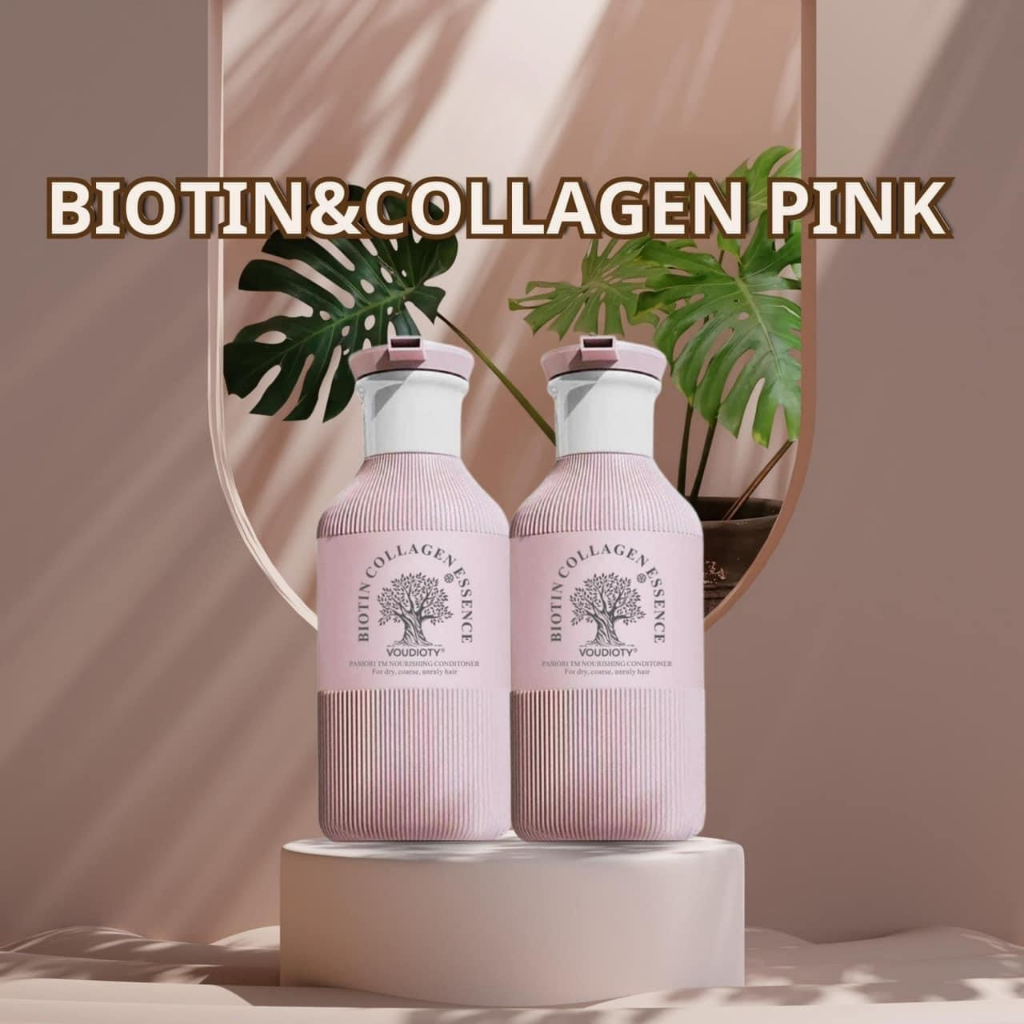 Cặp Dầu Gội Xả Hương Nước Hoa, Phục Hồi, Mềm Mượt Tóc Biotin Collagen Essence Hồng 500ml