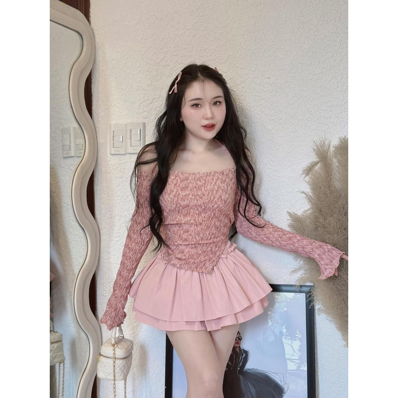 SET TRỄ VAI MIX CVAY XOÈ 2 TẦNG
