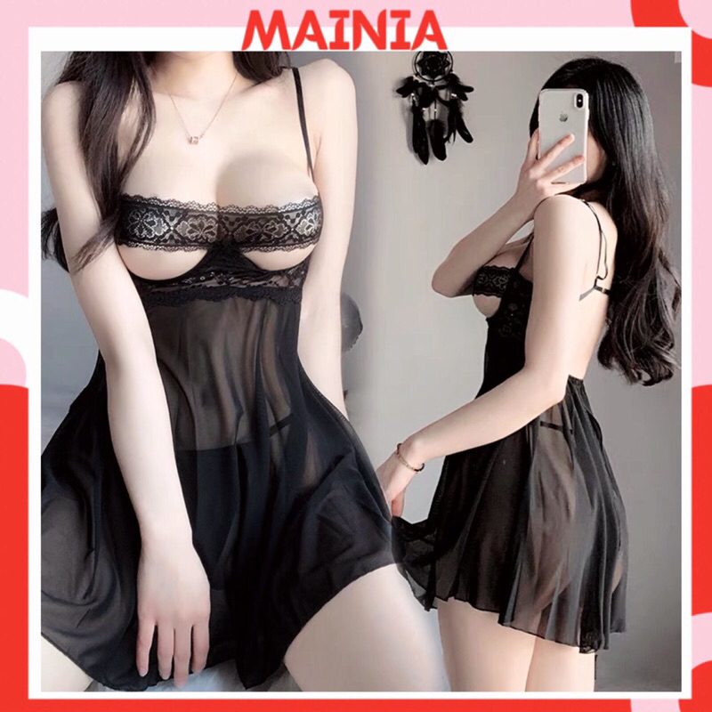 Đầm Ngủ Váy Ngủ Hở Ngực Có Gọng Ren Ngang Ngực Sexy Siêu Gợi Cảm Mainia Shop 5067