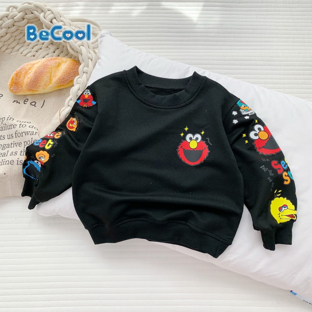 Áo Phông Dài Tay Monster Chất Nỉ Da Cá Cao Cấp BeCool, Áo Thu Đông Cho Bé Từ 9-27kg