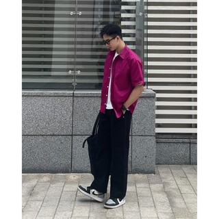 Áo sơ mi nam ngắn tay màu hồng đô Lover Shirt