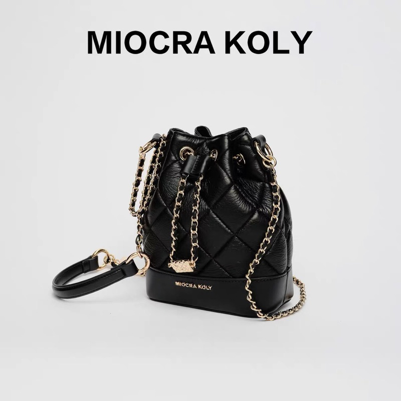 Túi MIOCRA KOLY dây xích pha da, túi bucket style Hàn Quốc