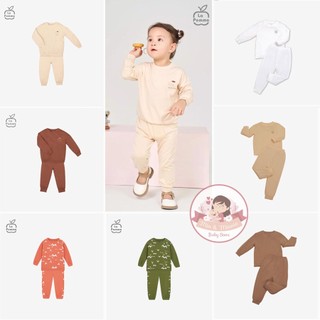 Bộ quần áo dài tay thu đông La Pomme chất đẹp dáng áo bo cho bé từ 6 tháng đến 4 tuổi