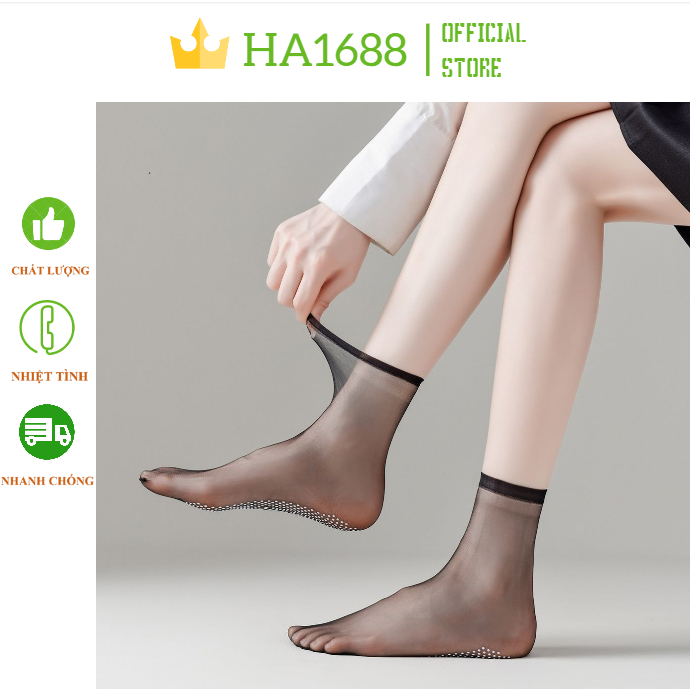 Tất Mỏng cao cổ, vớ mỏng Lụa siêu Dai,Mỏng mát,Mềm mịn,đế silicon chống trơn trượt,hàng đẹp Ha1688