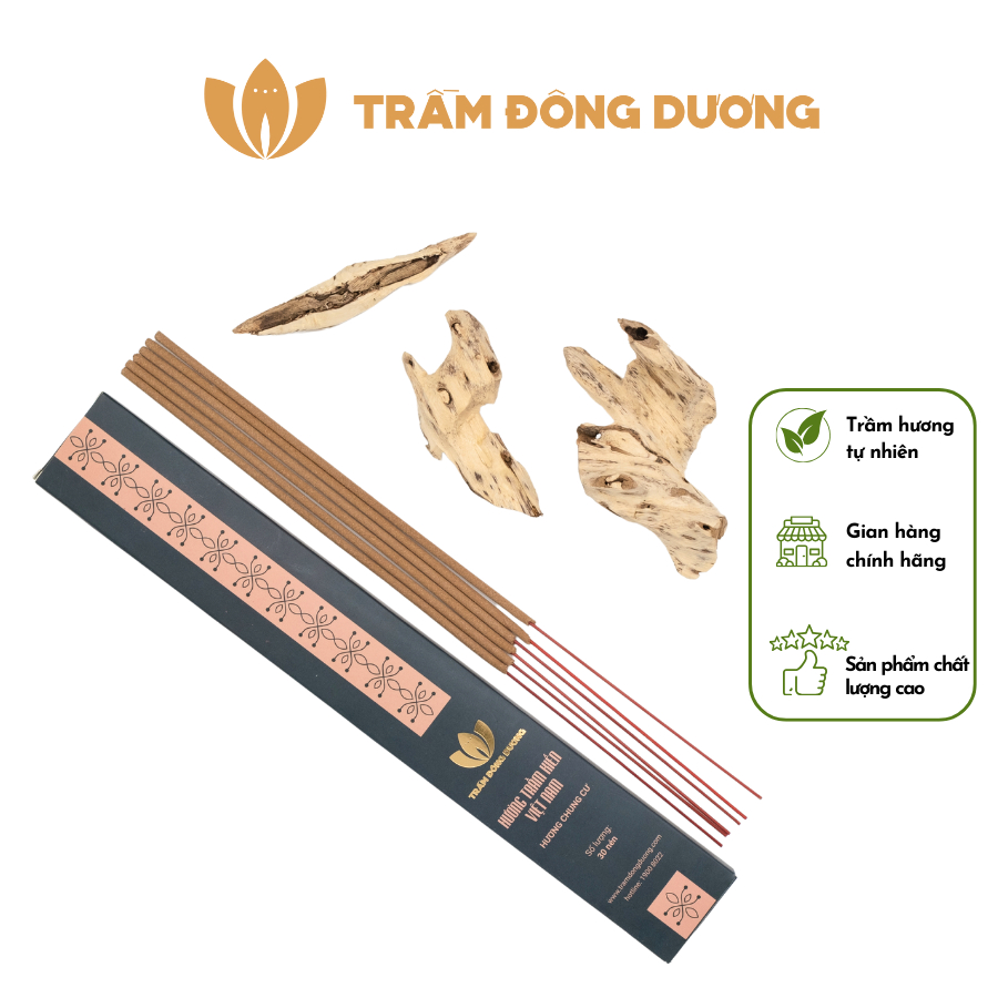 Nhang Trầm Hương Chung Cư - Trầm Đông Dương - 30 Nén - 100% Tự Nhiên An Toàn Cho Sức Khỏe Người Tiêu Dùng.