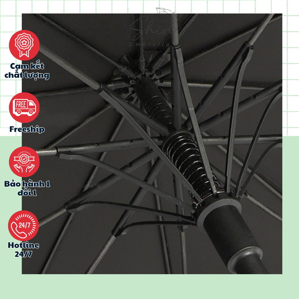 Ô dù che mưa nắng cầm tay cán dài 10 nan 27 inch nhiều màu lựa chọn - SHIN