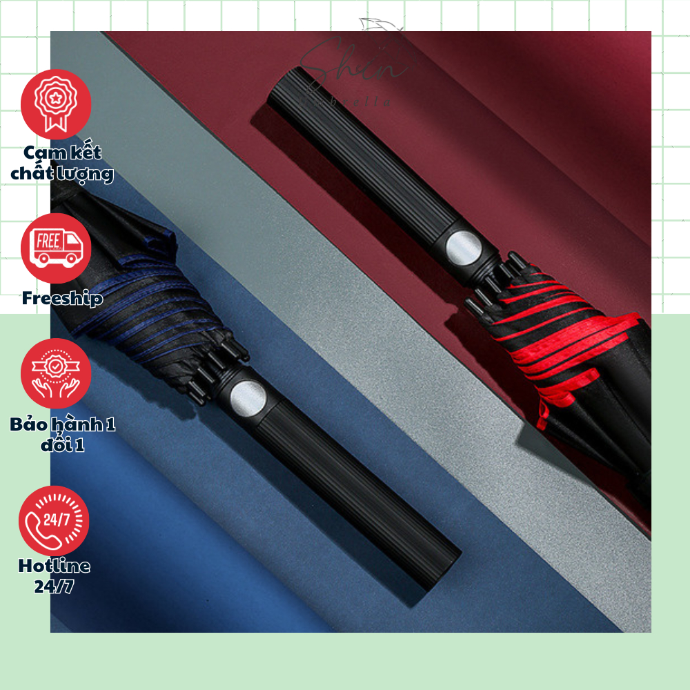 Ô dù che mưa nắng cầm tay cán dài 10 nan 27 inch nhiều màu lựa chọn - SHIN