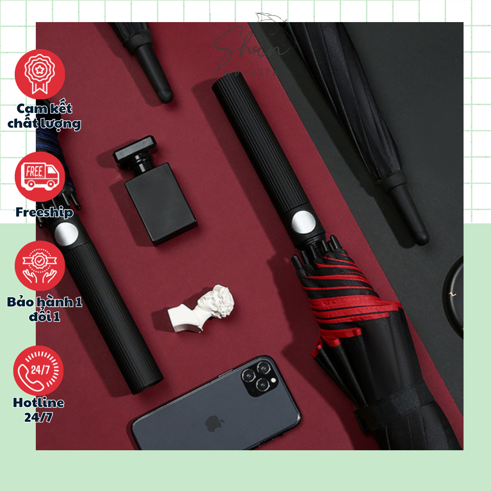 Ô dù che mưa nắng cầm tay cán dài 10 nan 27 inch nhiều màu lựa chọn - SHIN