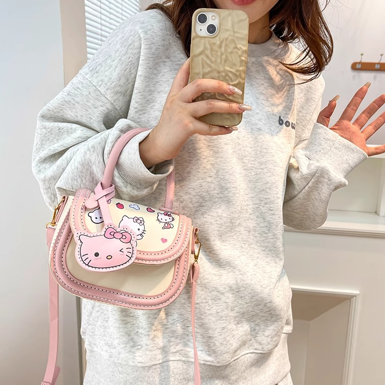 Túi tự đan S&B Handmade hình gấu dâu, kitty  da pu có video hướng dẫn làm quà tặng bạn gái