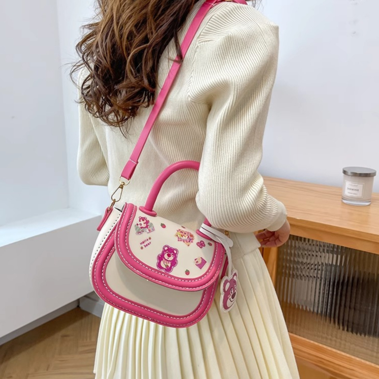 Túi tự đan S&B Handmade hình gấu dâu, kitty  da pu có video hướng dẫn làm quà tặng bạn gái