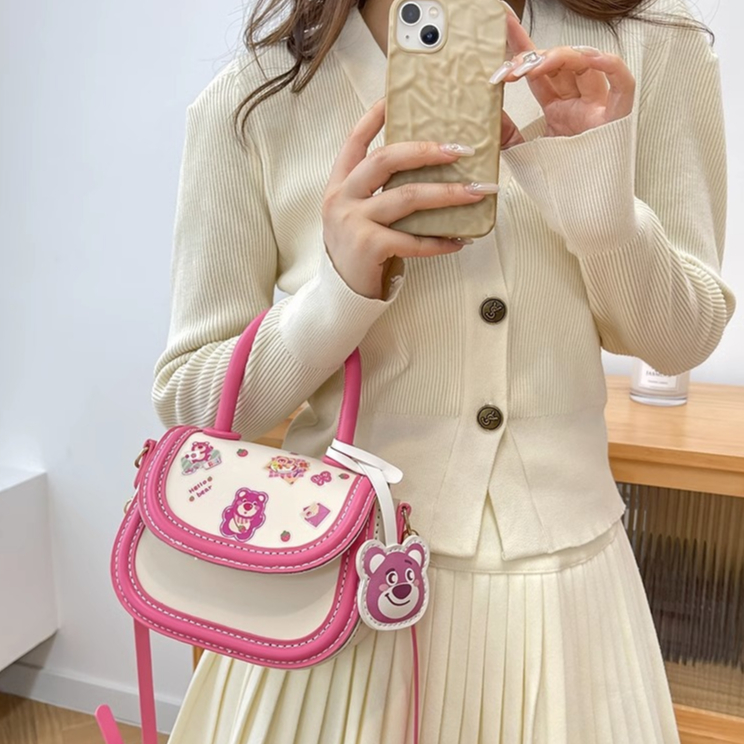 Túi tự đan S&B Handmade hình gấu dâu, kitty  da pu có video hướng dẫn làm quà tặng bạn gái