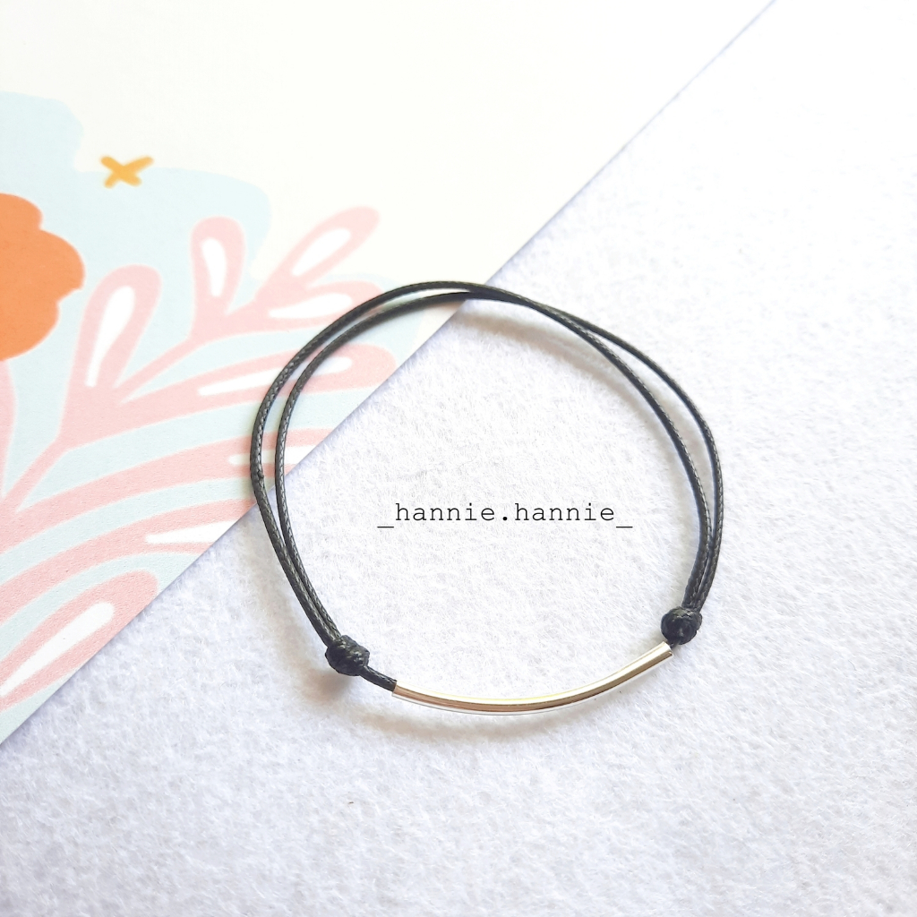 Vòng tay dây sáp 1mm đỏ đen may mắn trái tim/ngôi sao/ống/bi bạc vàng - Lắc chân nam nữ handmade