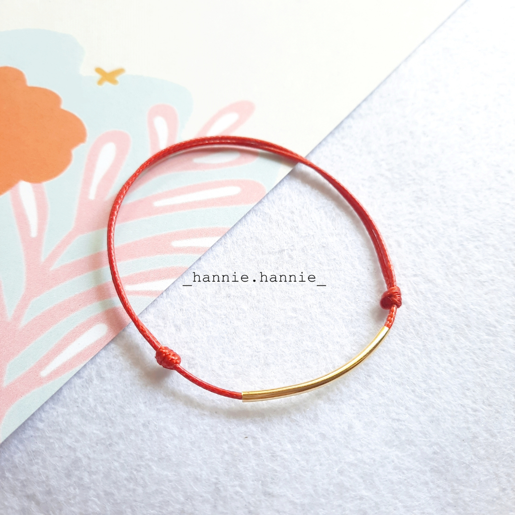 Vòng tay dây sáp 1mm đỏ đen may mắn trái tim/ngôi sao/ống/bi bạc vàng - Lắc chân nam nữ handmade