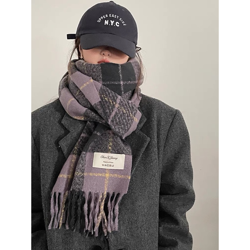 KL20 - Khăn len quang cổ kẻ to nam nữ unisex phong cách Hàn Quốc