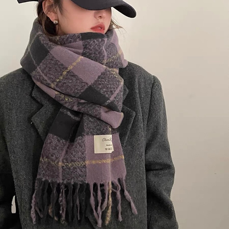 KL20 - Khăn len quang cổ kẻ to nam nữ unisex phong cách Hàn Quốc
