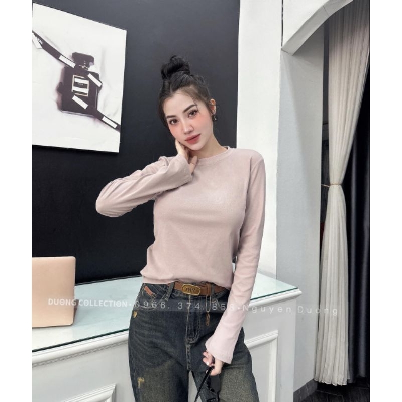 Áo thun chơn mongtoghi dài tay nữ, dáng suông.