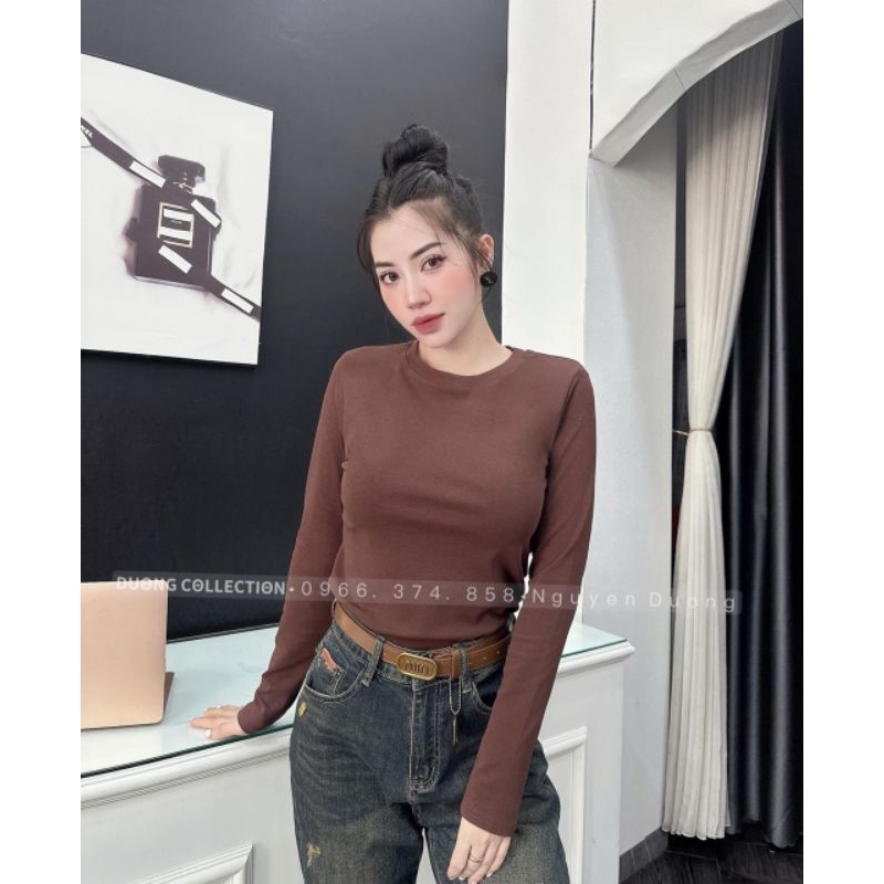 Áo thun chơn mongtoghi dài tay nữ, dáng suông.