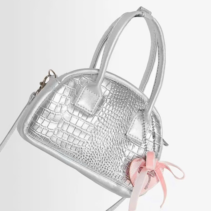 Túi xách nữ mini cầm tay nơ hồng tiểu thư